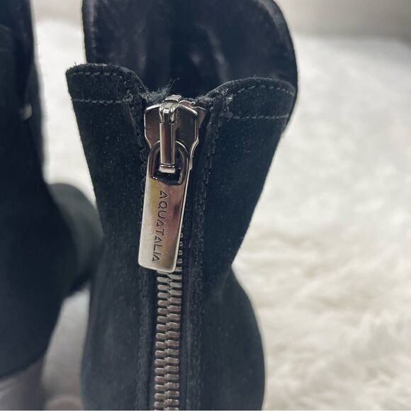 Aquatalia Farrah Stacked Heel Suede Booties - Picture 9 of 12